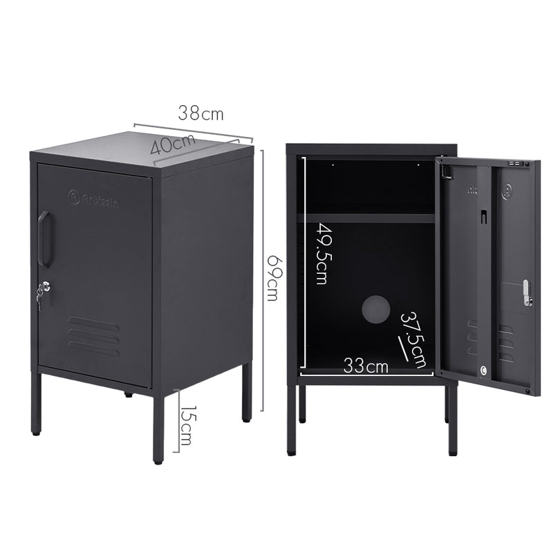 Dealsmate In Bedside Table Metal Cabinet - MINI Black
