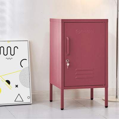 Dealsmate In Bedside Table Metal Cabinet - MINI Pink