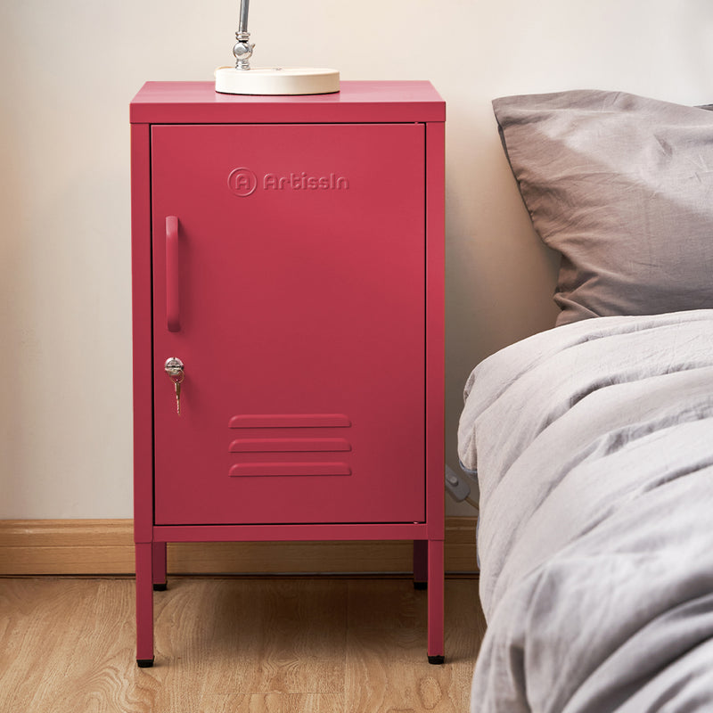Dealsmate In Bedside Table Metal Cabinet - MINI Pink