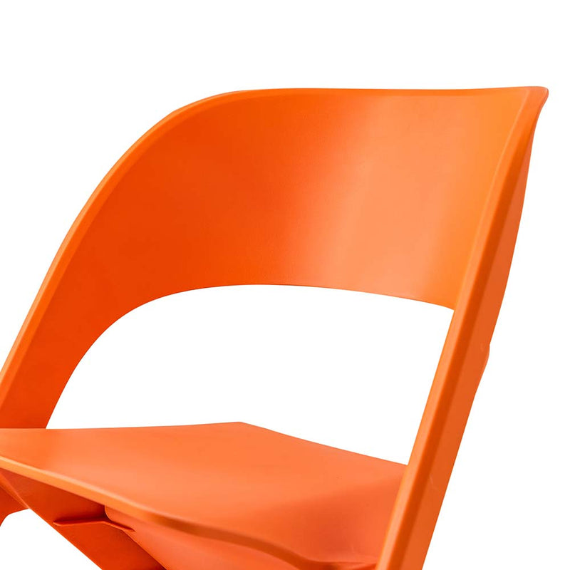 Dealsmate In Set of 4 Dining Chairs Office Cafe Lounge Seat Stackable Plastic Leisure Chairs Orange