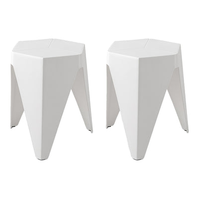 Dealsmate In 2x Bar Stools Puzzle Plastic Foot Stool White