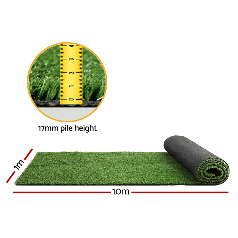 Dealsmate Primeturf Artificial Grass 1mx10m 17mm Synthetic Fake Lawn Turf Plant Plastic Olive