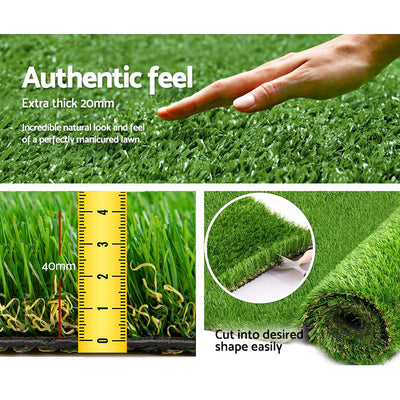 Dealsmate Primeturf Artificial Grass 40mm 2mx5m Synthetic Fake Lawn Turf Plastic Plant 4-coloured