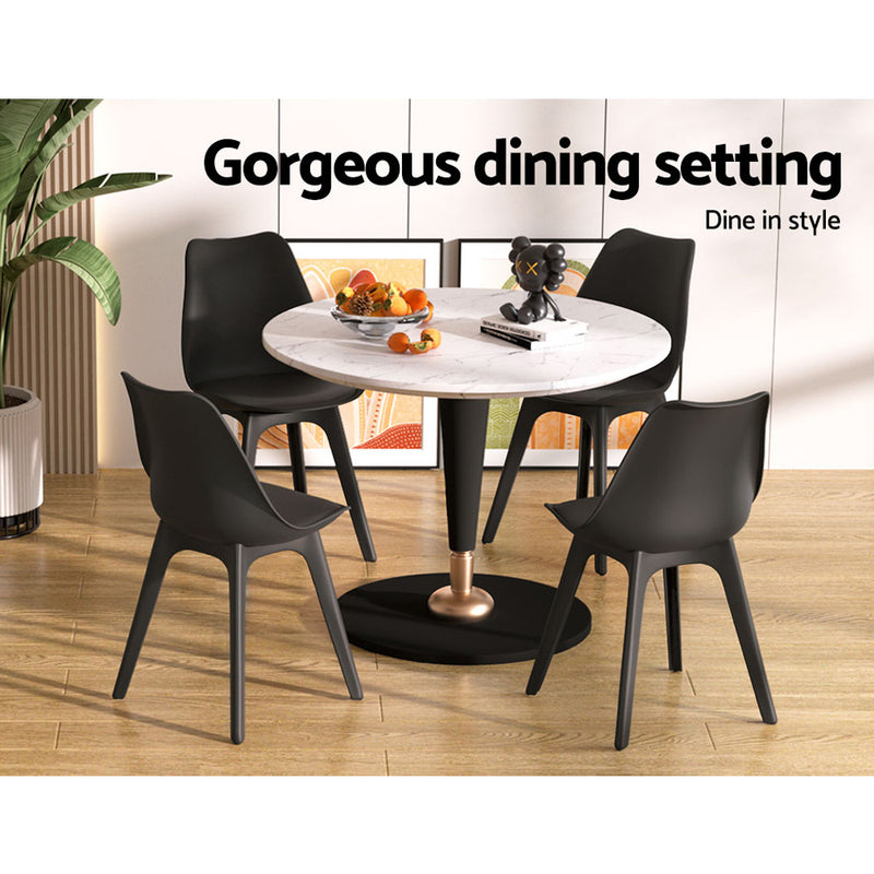 Dealsmate  Dining Chairs Set of 4 Black Leather Luna