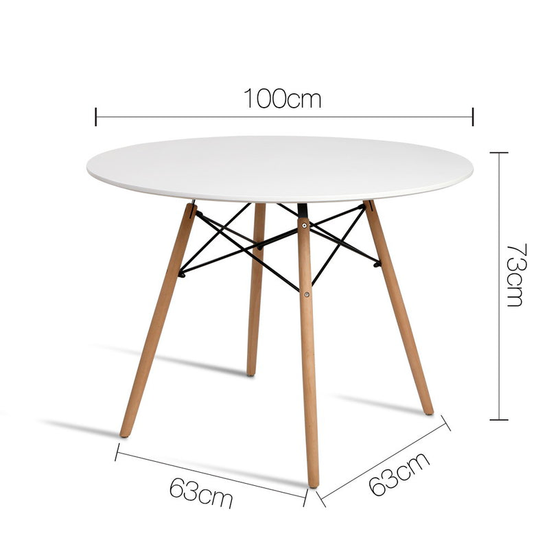 Dealsmate  Dining Table Round White 4 Seater 100CM