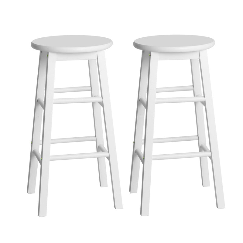 Dealsmate  2x Bar Stools Round Chairs Wooden White