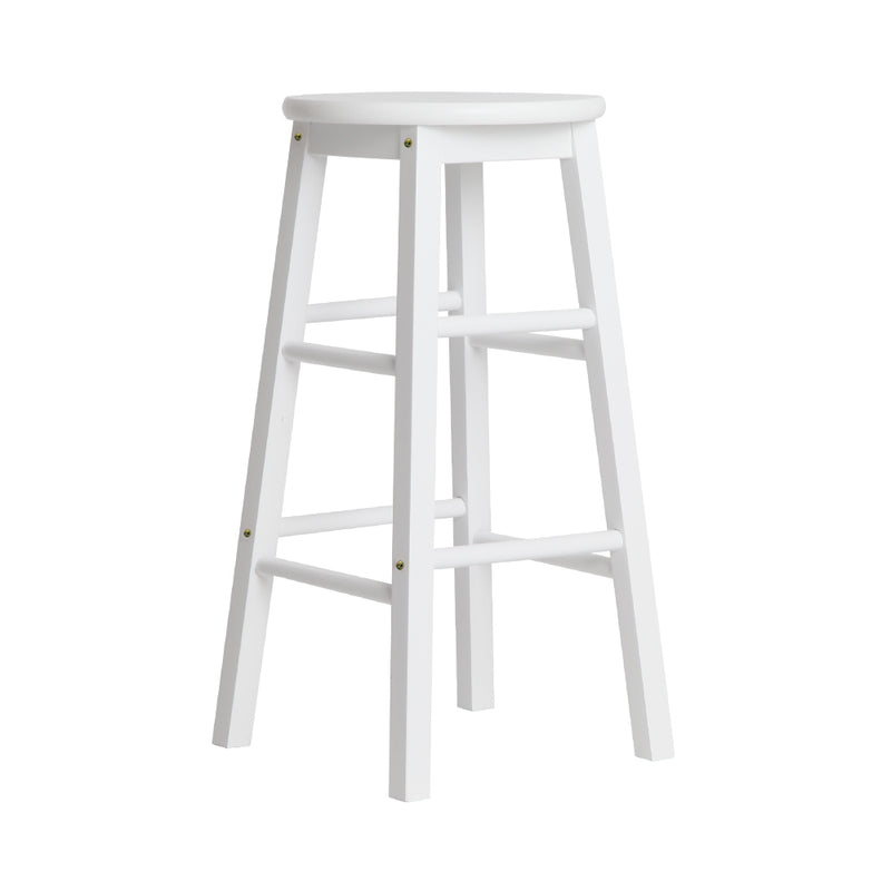 Dealsmate  2x Bar Stools Round Chairs Wooden White