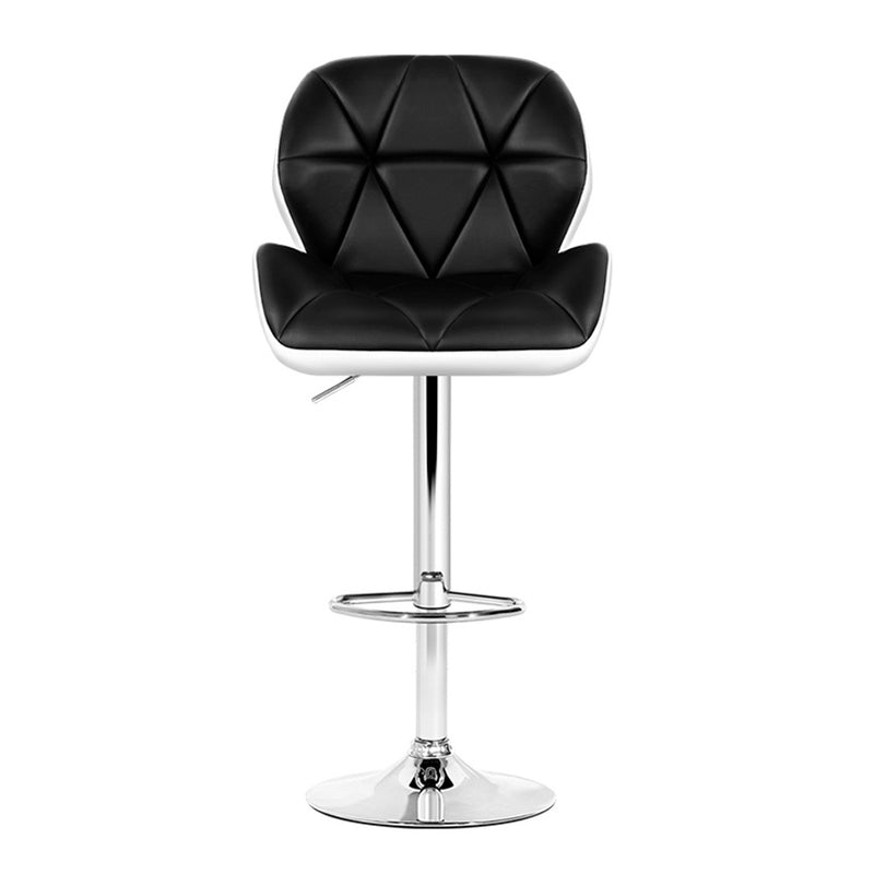 Dealsmate  2x Bar Stools Gas Lift Padded Leather Black & White