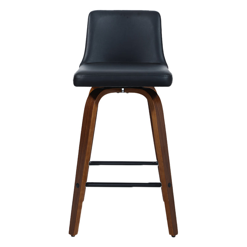 Dealsmate  2x Bar Stools Swivel Leather Padded Wooden