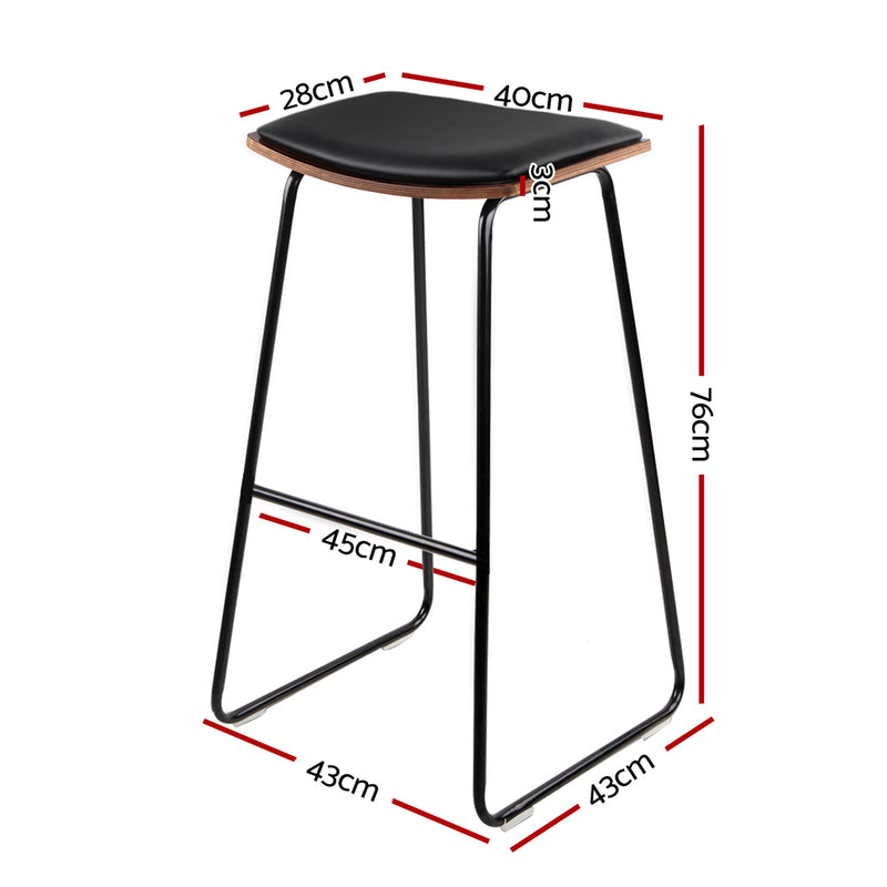 Dealsmate  Bar Stools Kitchen Counter Stools Metal Chairs x2