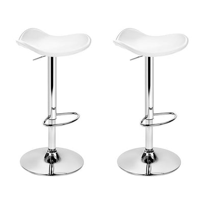 Dealsmate  2x Bar Stools Leather Gas Lift Chair White