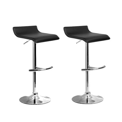 Dealsmate  2x Bar Stools Adjustable Gas Lift Chairs Black