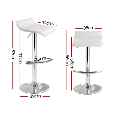 Dealsmate  2x Bar Stools Adjustable Gas Lift Chairs White