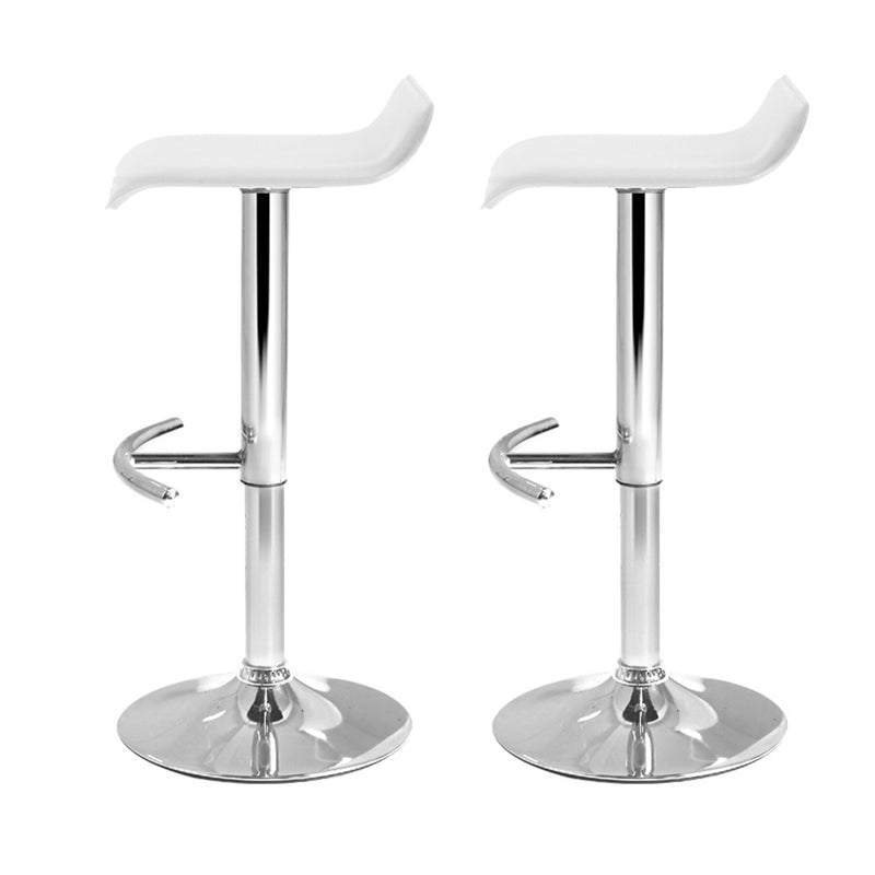 Dealsmate  2x Bar Stools Adjustable Gas Lift Chairs White
