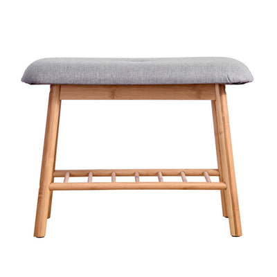 Dealsmate  Shoe Rack Seat Bench Chair Shelf Organisers Bamboo Grey