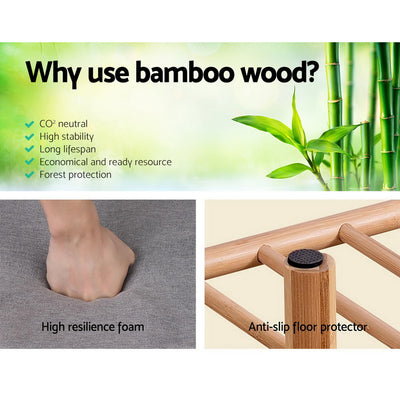 Dealsmate  Shoe Rack Seat Bench Chair Shelf Organisers Bamboo Grey