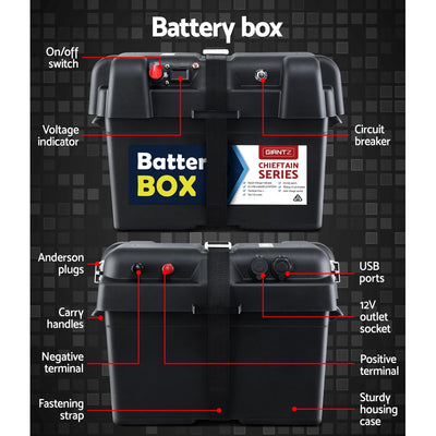 Dealsmate  AGM Deep Cycle Battery 12V 100Ah Box Portable Solar Caravan Camping