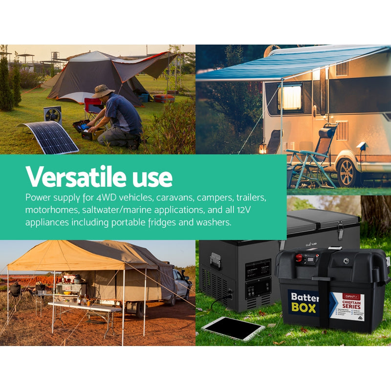 Dealsmate  AGM Deep Cycle Battery 12V 120Ah Box Portable Solar Caravan Camping
