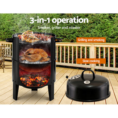 Dealsmate Grillz BBQ Grill 3-In-1 Charcoal Smoker