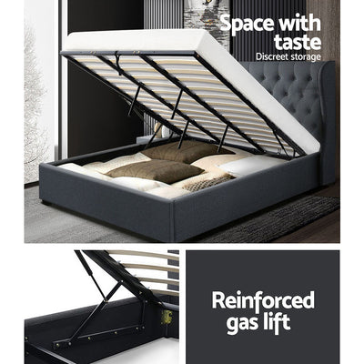 Dealsmate  Bed Frame King Size Gas Lift Charcoal ISSA