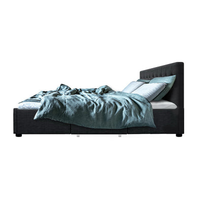 Dealsmate  Bed Frame Double Size with 4 Drawers Grey AVIO