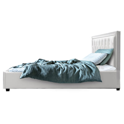 Dealsmate  Bed Frame Double Size Gas Lift White TIYO