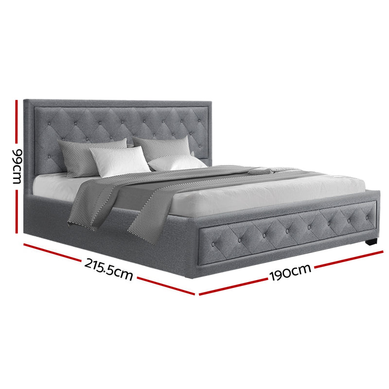 Dealsmate  Bed Frame King Size Gas Lift Grey TIYO