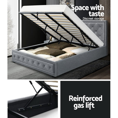 Dealsmate  Bed Frame King Size Gas Lift Grey TIYO