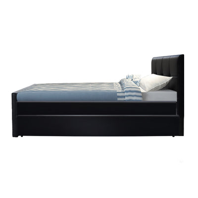 Dealsmate  Bed Frame King Single Size Trundle Daybed Black