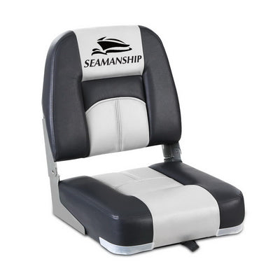 Dealsmate Seamanship 2X Folding Boat Seats Marine Seat Swivel Low Back 10cm Padding Grey