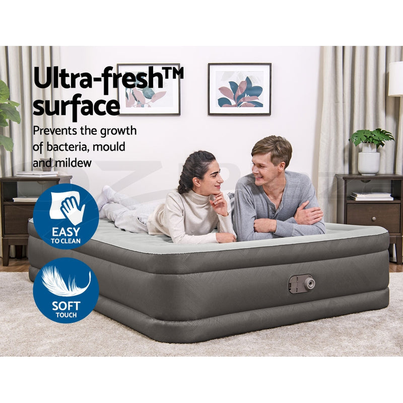 Dealsmate  Air Mattress Queen Inflatable Bed 46cm Airbed Grey