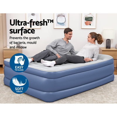 Dealsmate  Air Mattress Queen Inflatable Bed 61cm Airbed Blue