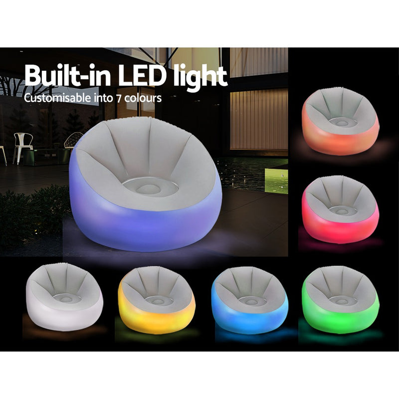Dealsmate  Inflatable Air Chair Sofa Lounge Seat LED Light