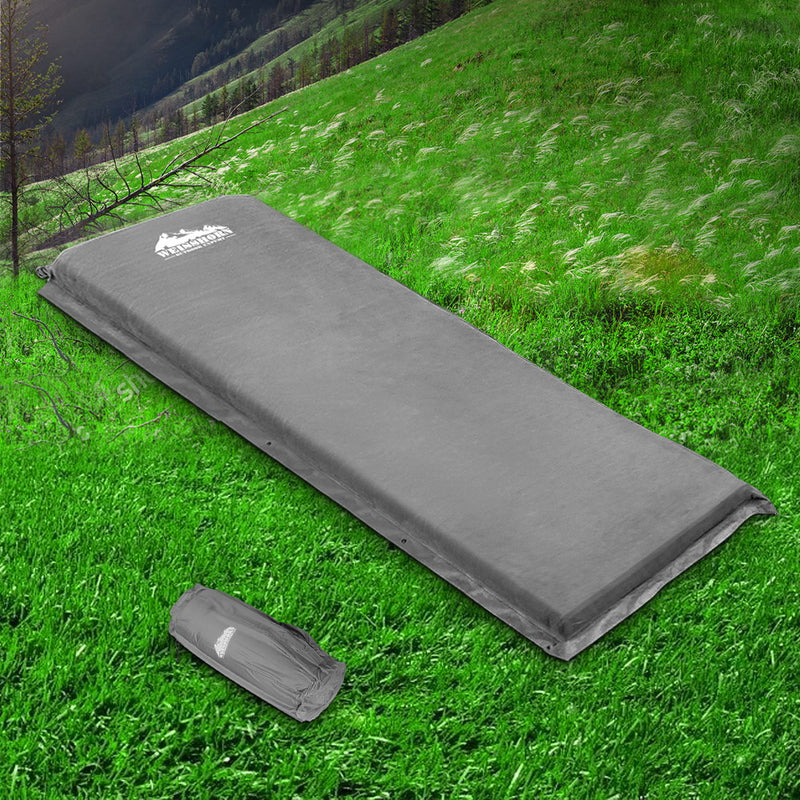 Dealsmate Weisshorn Self Inflating Mattress Camping Sleeping Mat Air Bed Single Grey