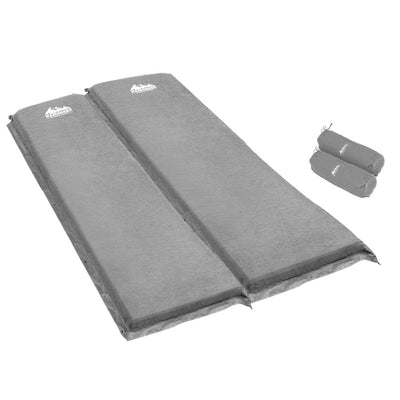Dealsmate Weisshorn Self Inflating Mattress Camping Sleeping Mat Air Bed Double Set Grey
