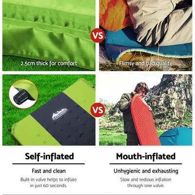 Dealsmate Weisshorn Self Inflating Mattress Camping Sleeping Mat Air Bed Pad Double Green