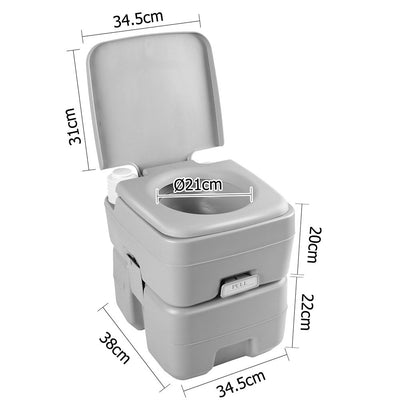 Dealsmate Weisshorn 20L Portable Camping Toilet Outdoor Flush Potty Boating With Bag
