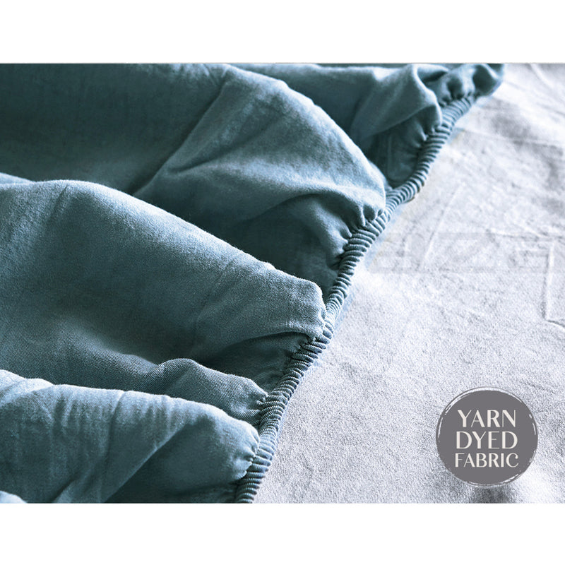 Dealsmate Cosy Club Cotton Bed Sheets Set Blue Grey Cover Double
