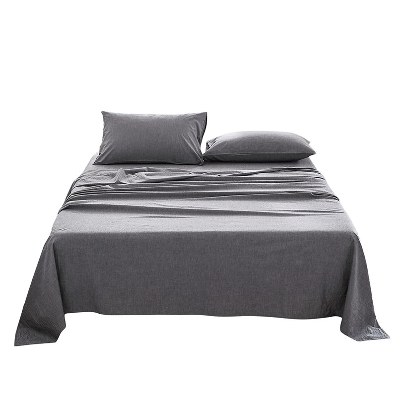Dealsmate Cosy Club Cotton Bed Sheets Set Black Cover Single