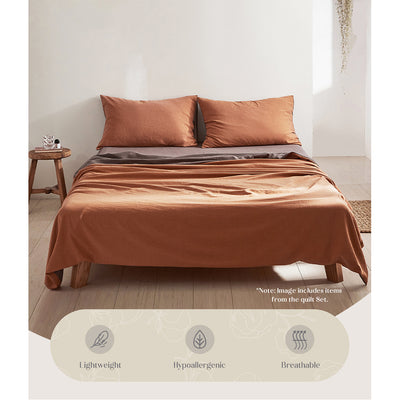 Dealsmate Cosy Club Cotton Bed Sheets Set Orange Brown Cover Single