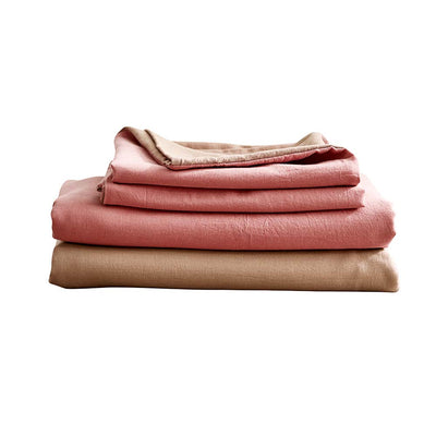 Dealsmate Cosy Club Cotton Bed Sheets Set Pink Brown Cover Single