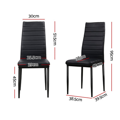 Dealsmate  Dining Chairs Black PU Leather Set of 4 Astra