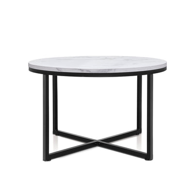 Dealsmate  Coffee Table Round 70CM Marbel Effect
