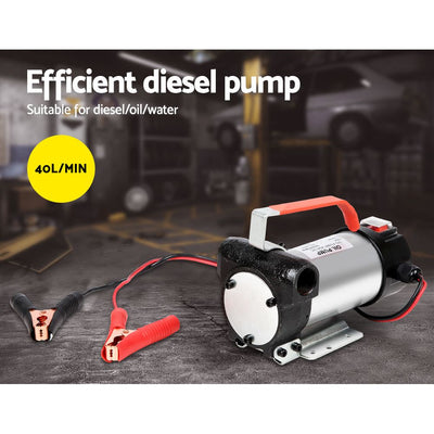 Dealsmate  12V Diesel Transfer Pump Extractor Oil Fuel Electric Bowser Auto Display