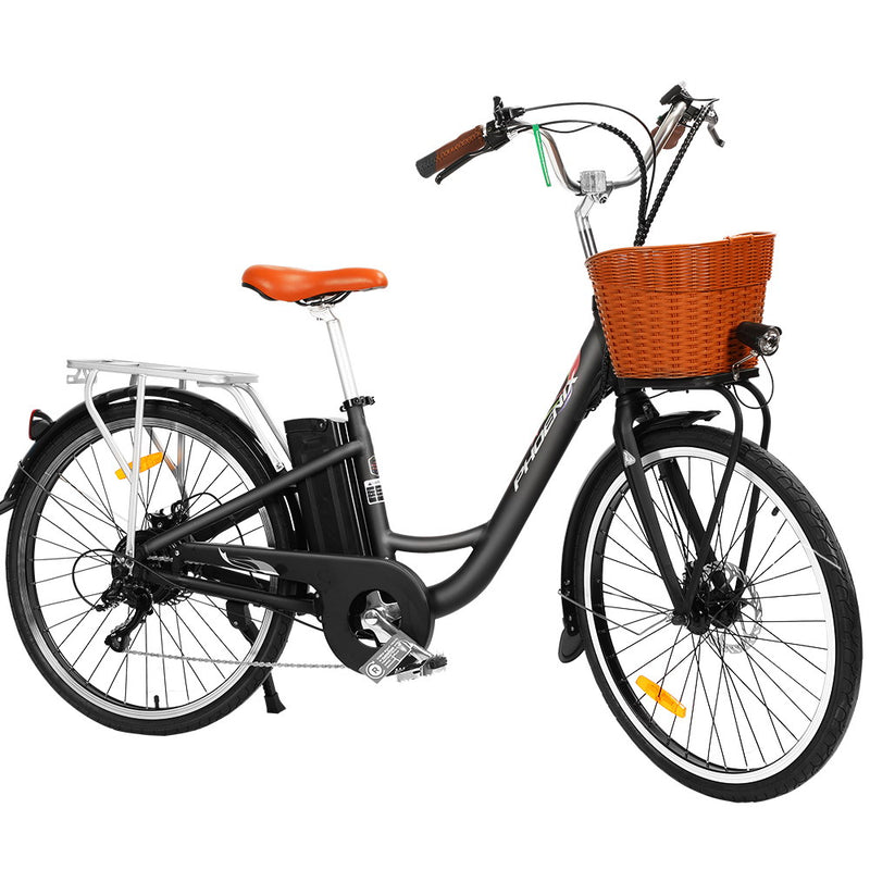 Dealsmate Phoenix 26 Inch Electric Bike Urban Bicycle eBike Removable Battery Black