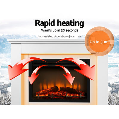 Dealsmate Devanti Electric Fireplace Fire Heater 2000W White