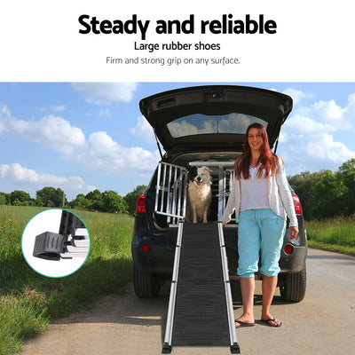 Dealsmate  Dog Ramp Pet Stairs Steps Car SUV Foldable Portable Ladder Adjustable