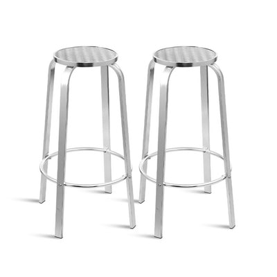 Dealsmate  2-Piece Outdoor Bar Stools Patio Indoor Bistro Aluminum Chairs