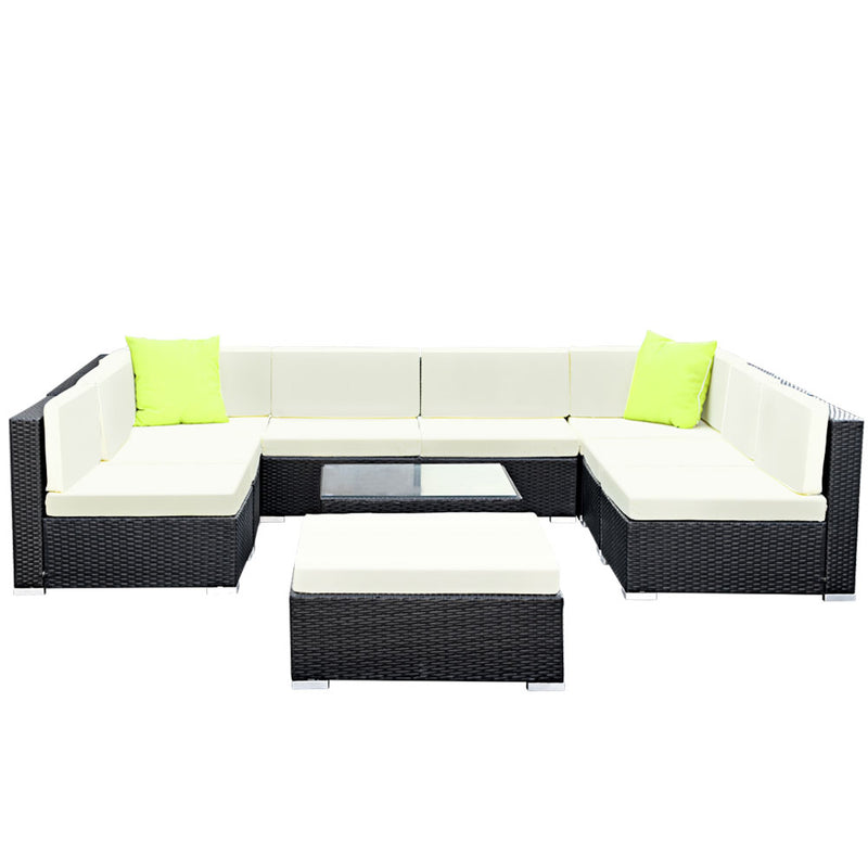 Dealsmate  10-Piece Outdoor Sofa Set Wicker Couch Lounge Setting Cover