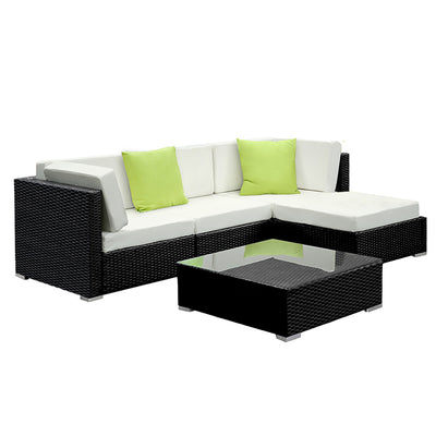 Dealsmate  5-Piece Outdoor Sofa Set Wicker Couch Lounge Setting Cover